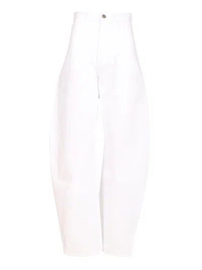 Alaïa Womens Blanc High-rise Wide-leg Denim Jeans In White