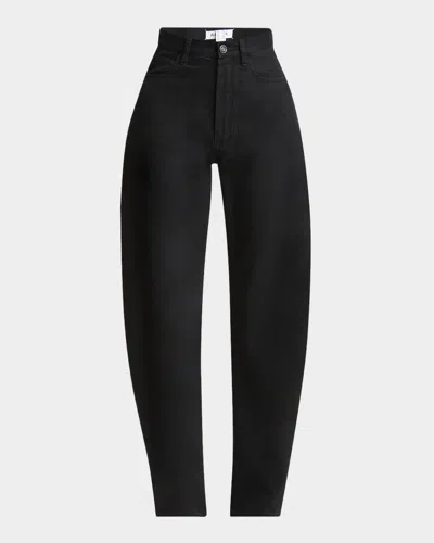 Alaïa Rounded Leg Denim Pants In Noir Alaia