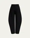 Alaïa High-rise Round Wide-leg Crepe Pants In Noir Alaia