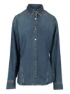 Alaïa Alaia Rounded Blue Denim Shirt Women In Blue