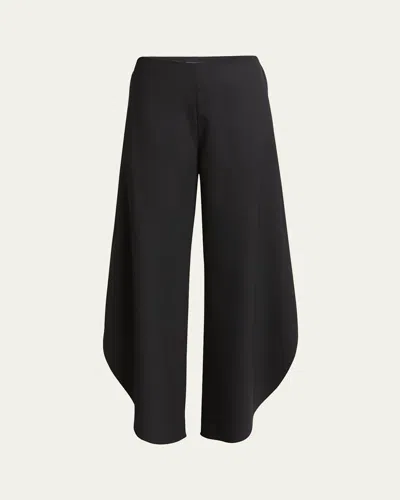 Alaïa Rounded Wide-leg Trousers In 995 - Noir Alaia