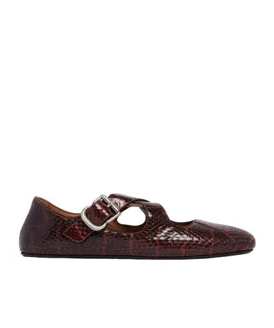 Alaïa Round-toe Flats In Burgundy