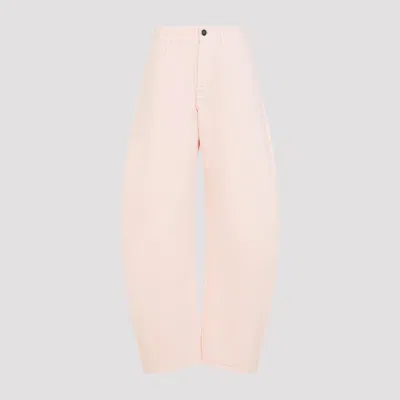 Alaïa Round-toe Wide-leg Tinted Denim Pants In Pink