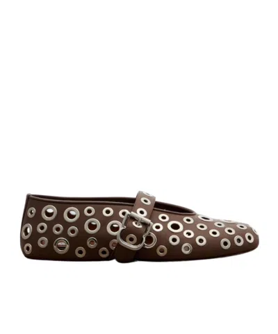 Alaïa Round-toed Ballet Shoes In Brown