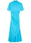 Alaïa Draped Crepe-jersey Maxi Dress In Turquoise