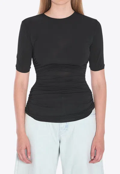Alaïa Ruched Crewneck T-shirt In Black