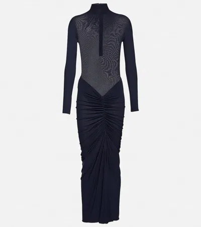 Alaïa Ruched Maxi Dress In Brown