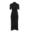 Alaïa Draped Asymmetric Midi Dress In Black
