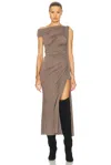 Alaïa Asym Asymmetric Stretch-jersey Midi Dress In Taupe