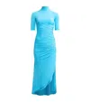 Alaïa Draped Crepe-jersey Maxi Dress In Turquoise