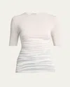 Alaïa Ruched Short-sleeve Top In White