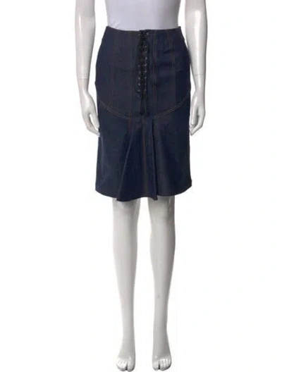 Pre-owned Alaïa Ruffle Embellishment Knee-length Skirt In Blue