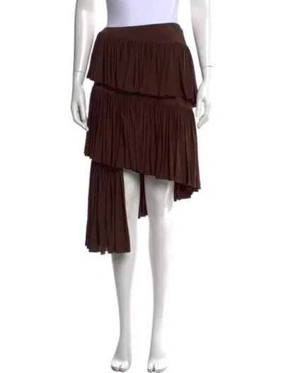 Pre-owned Alaïa Ruffle Embellishment Midi Length Skirt W/ Tags In Brown