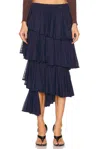 Alaïa Womens Minuit Ruffled High-waist Knitted Maxi Skirt