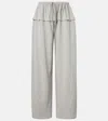 Alaïa Ruffled Cotton-blend Track Pants In Gray