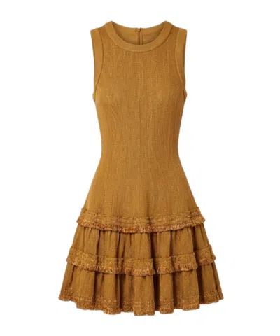 Alaïa Ruffled Dress In Brown