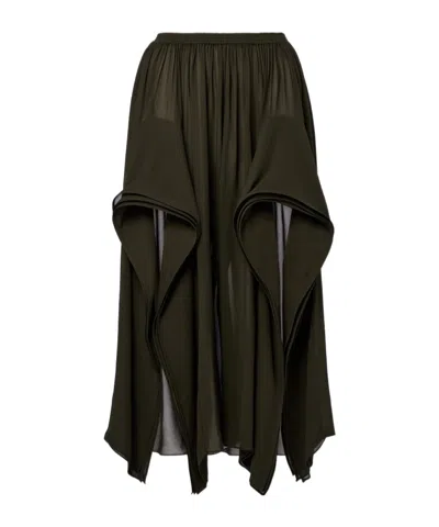 Alaïa Ruffled Georgette Wide-leg Pants In Green