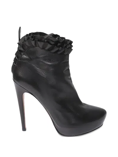 Pre-owned Alaïa Ruffled High-heel Boots In Black