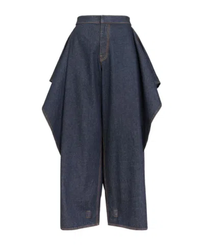 Alaïa Ruffled Jeans In Blue