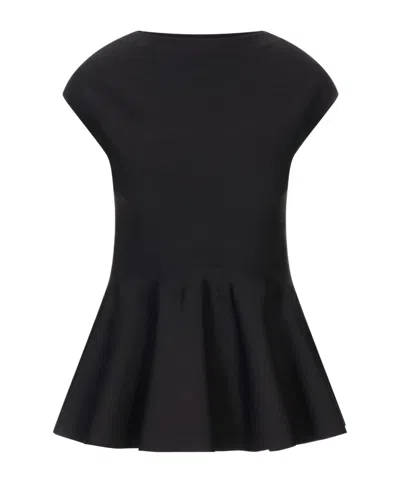 Alaïa Ruffled Knitted Top In Black