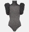Alaïa Ruffled Mohair And Wool-blend Bodysuit In Gray
