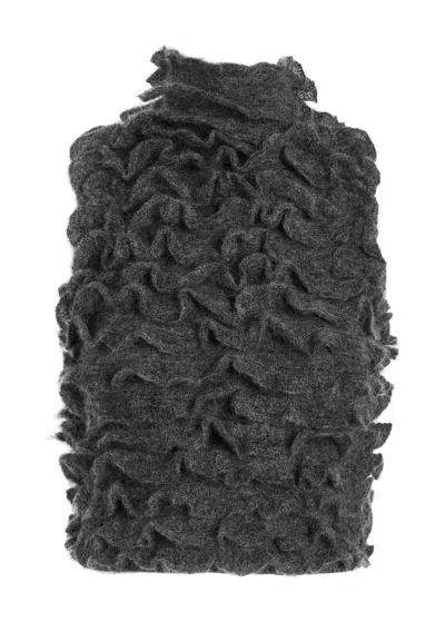 Alaïa Ruffled Mohair-blend Cropped Top In Gray