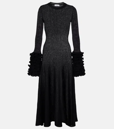 Alaïa Ruffled Mohair-blend Maxi Dress In Blue