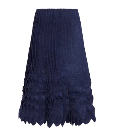 Alaïa Ruffled Pleated Skirt In Blue