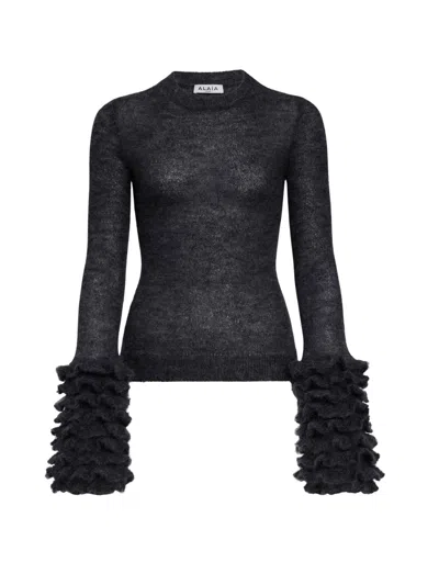 ALAÏA RUFFLED SWEATER