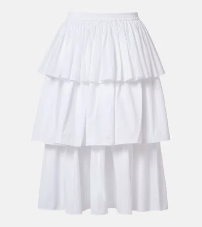 Alaïa Ruffled Tiered Cotton Midi Skirt In White