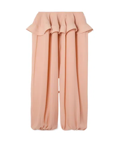 Alaïa Ruffled Trousers In Nude