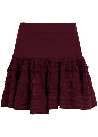 Alaïa Ruffled Wool-blend Mini Skirt In Brown