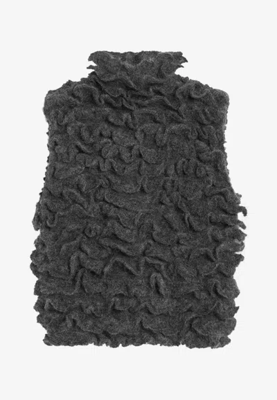ALAÏA RUFFLED WOOL TOP