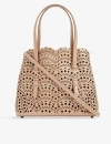 Alaïa Womens Alaia Mina Wave 25 Laser-cut Leather Top-handle Bag In Brown