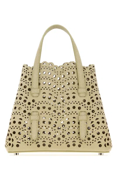 Alaïa Alaia Sage Green Nubuck Mina 20 Handbag In Nude