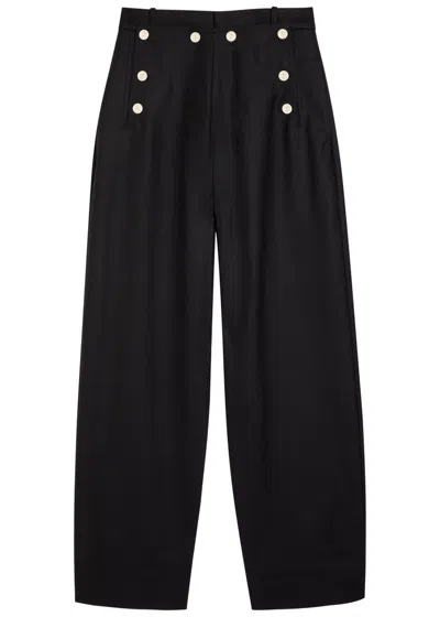 Alaïa Sailor Front-panel Wool Trousers In Black