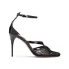 Alaïa Alaia Women Thong Sandals In Fishnet And Patent Leather In Black