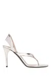 Alaïa Tong Metallic Leather Sandals In Blush Argent