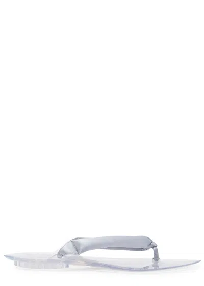 Alaïa Satin And Tpu Flip Flops In Silver