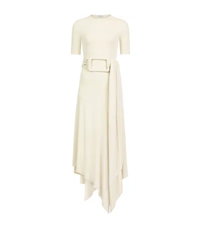 Alaïa Satin Belted Midi Dress In White