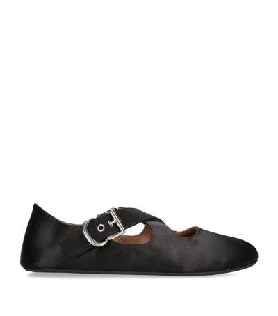 ALAÏA SATIN CRISS-CROSS BALLET FLATS