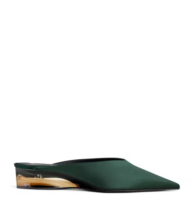 Alaïa Satin Invisible Wedge Mules 30 In Green