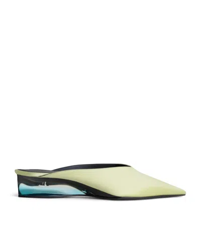 Alaïa Satin Invisible Wedge Mules 30 In Green