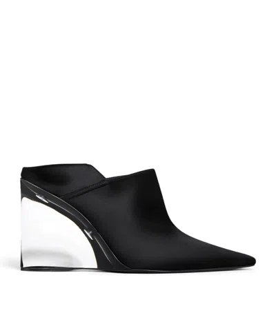 Alaïa Satin Invisible Wedge Mules 90 In Black