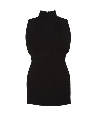 Alaïa Satin Knit Cinched Dress In Black
