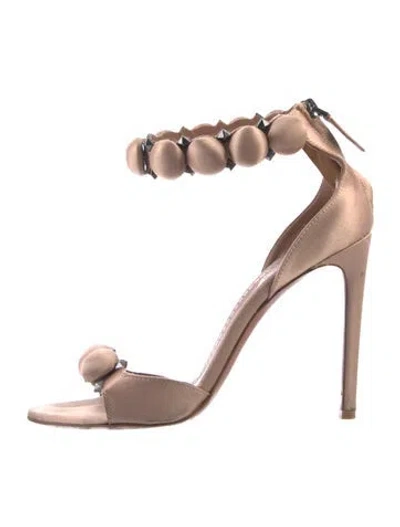 Pre-owned Alaïa Satin Studded Accents Sandals In Pink