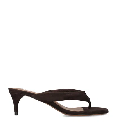 Alaïa Satin Thong Sandals 55 In Brown