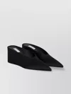 Alaïa Satin Wedge Mules Cube Toe Pointed In Black