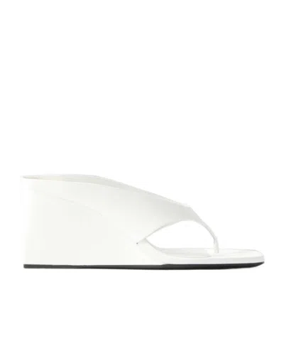 Alaïa Satin Wedge Sandals In White