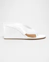 Alaïa Satin Wedge Thong Mules In Blanc Optique